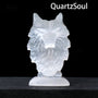 Detailed Selenite Crystal Nine-Tailed Fox Figurine