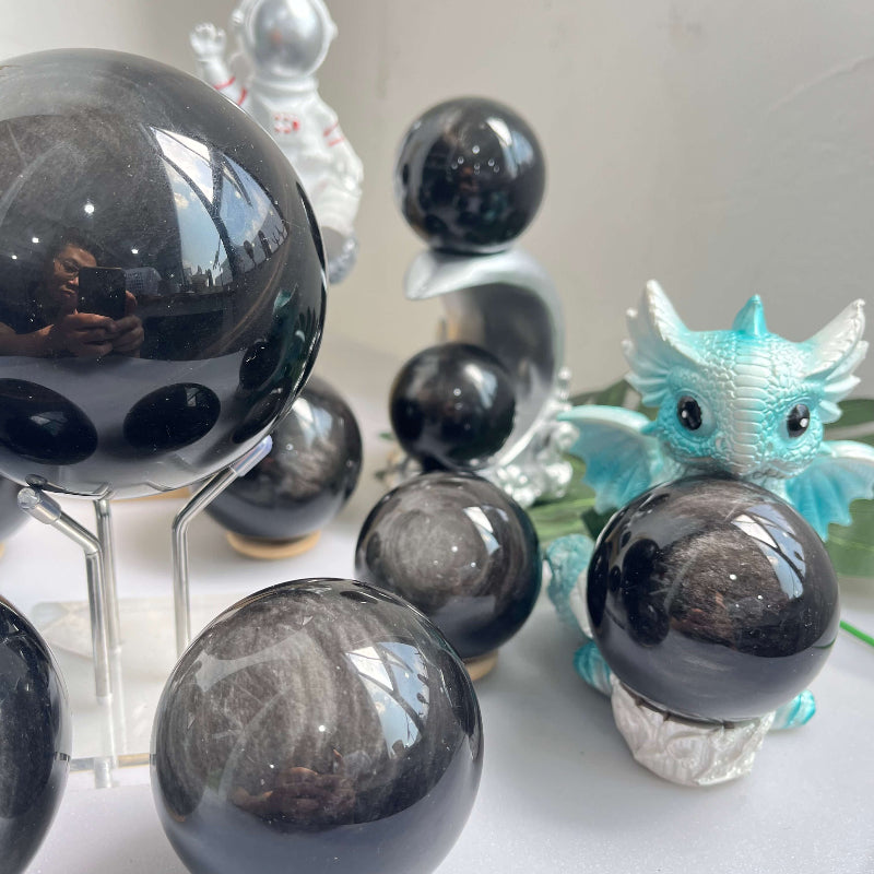 Obsidian Crystal Sphere for Meditation and Spiritual Practices