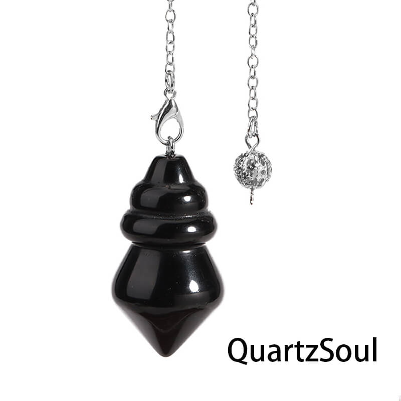 Black Obsidian spiral cone pendulum for protection dowsing