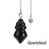 Black Obsidian spiral cone pendulum for protection dowsing