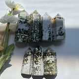 Polished Ocean Jasper Tower crystal display piece for meditation spaces