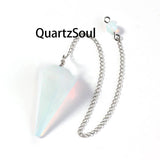 Opal Crystal Pendulum with Chakra Symbols for Spiritual Connection