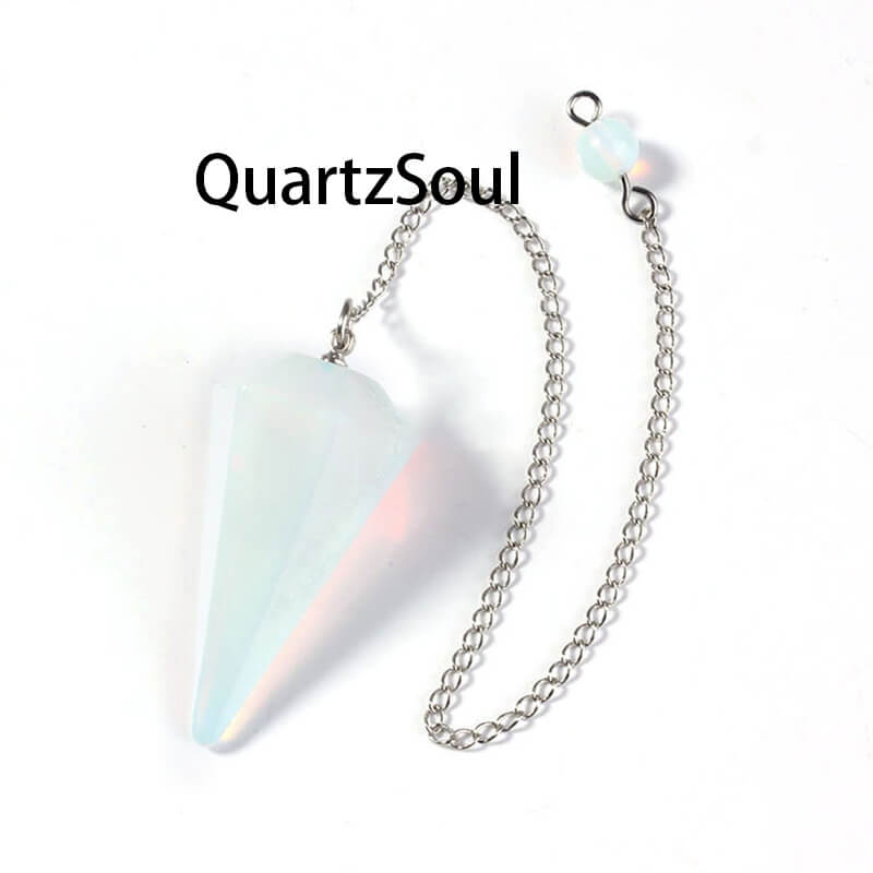 Opal Crystal Pendulum with Chakra Symbols for Spiritual Connection