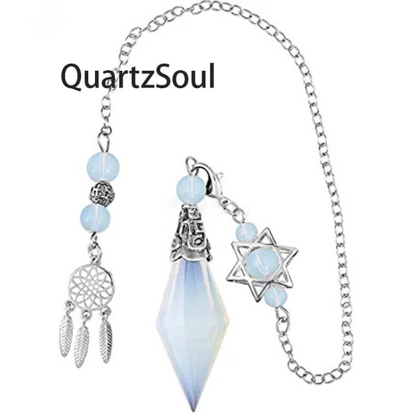 Opal Crystal Pendulum with Star Charm for Spiritual Dowsing