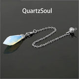 Opal Crystal Pendulum with Silver Chain for Energy Work