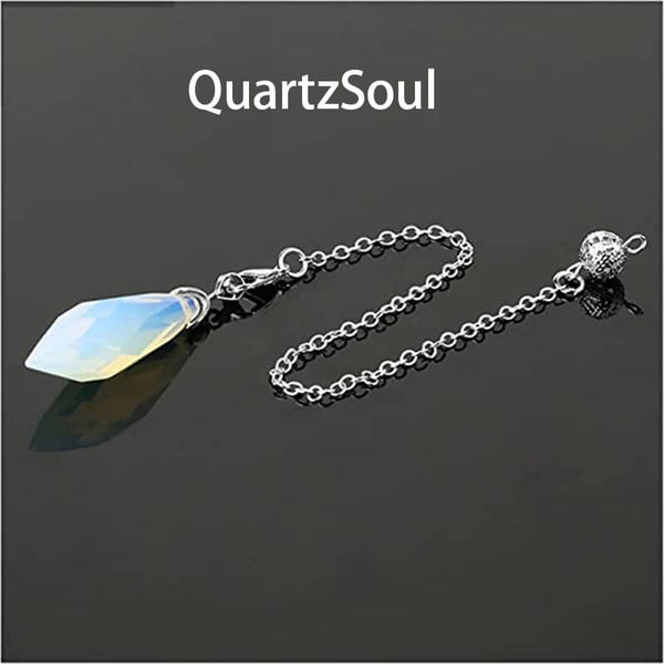 Opal Crystal Pendulum with Silver Chain for Energy Work
