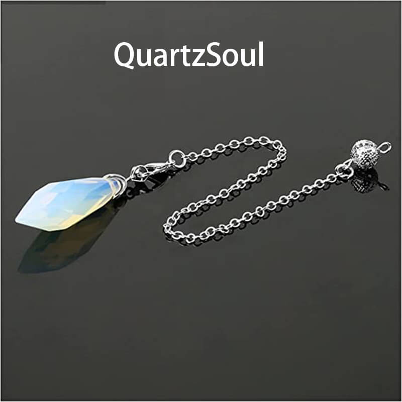 Opal Crystal Pendulum with Silver Chain for Energy Work