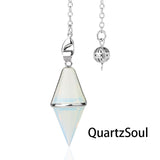 Opal faceted crystal pendulum for enhancing psychic abilities and intuition