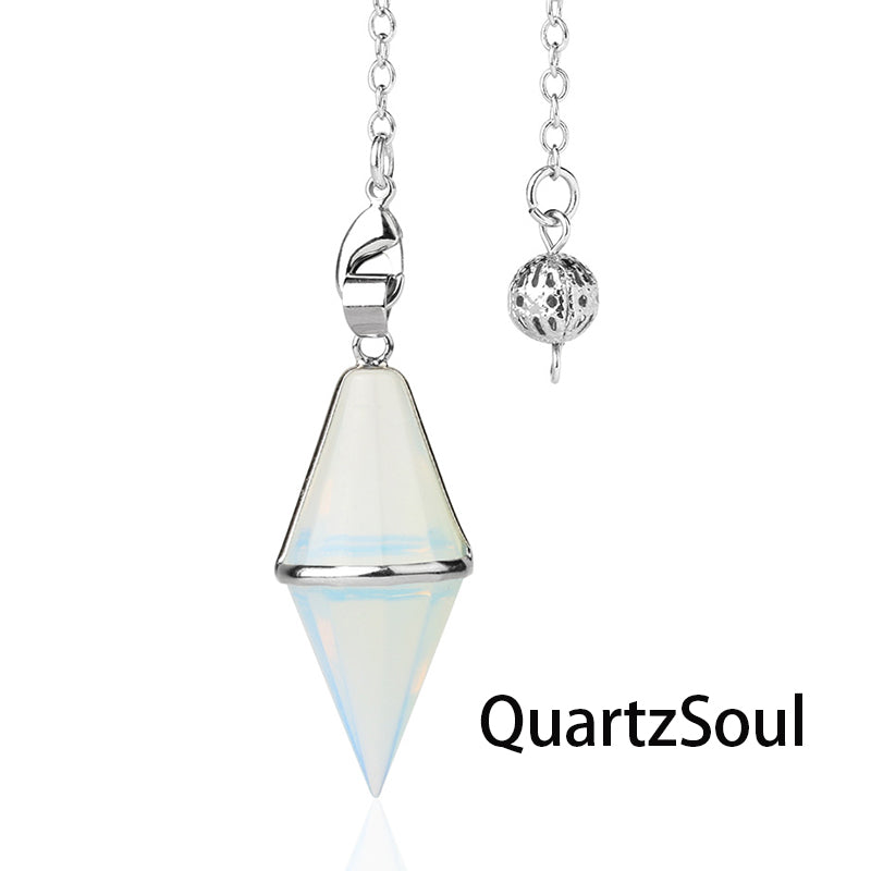 Opal faceted crystal pendulum for enhancing psychic abilities and intuition