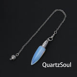 Opal crystal pendulum with silver chain for intuitive guidance