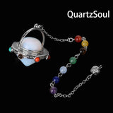 Opal UFO Crystal Pendulum with Chakra Gemstone Chain