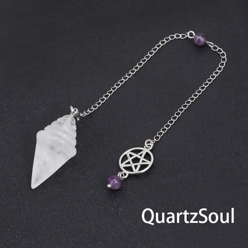 Clear quartz pentagram pendulum for amplified energy and precise divination