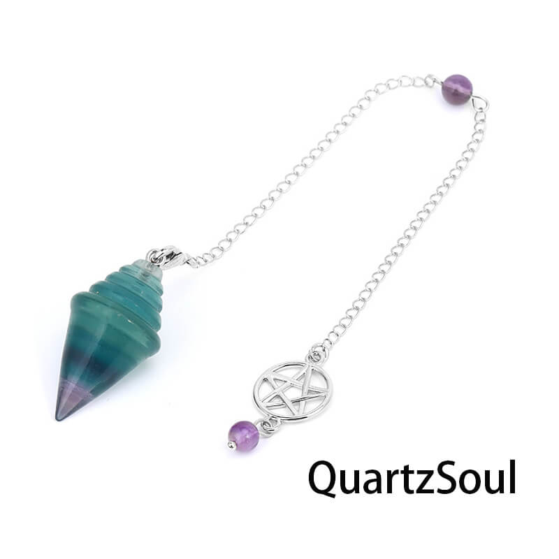 Fluorite pentagram pendulum for mental clarity and balanced energy readings