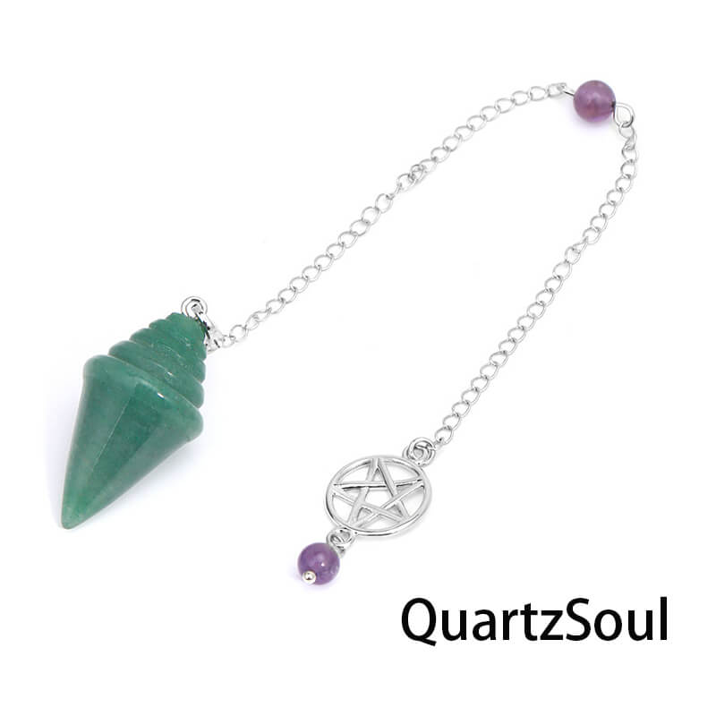 Green aventurine pentagram pendulum for prosperity and abundance readings
