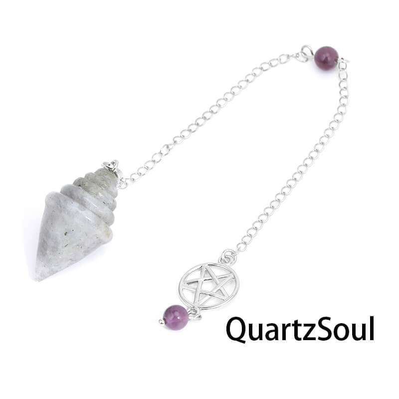 Labradorite pentagram pendulum for transformation and mystical divination