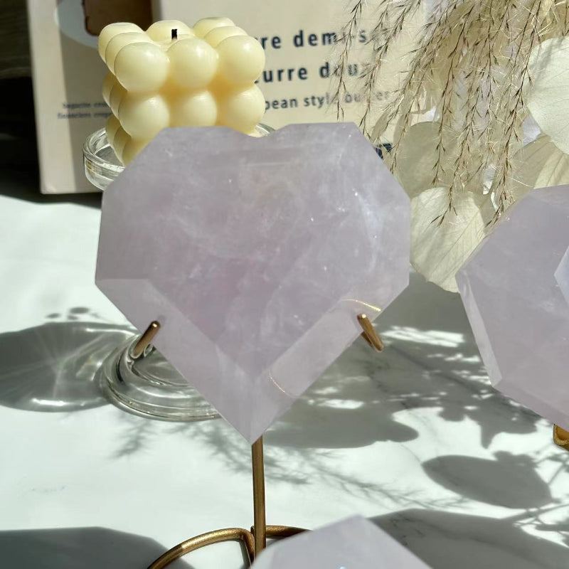 Polished Finish Periwinkle Rose Crystal Hearts