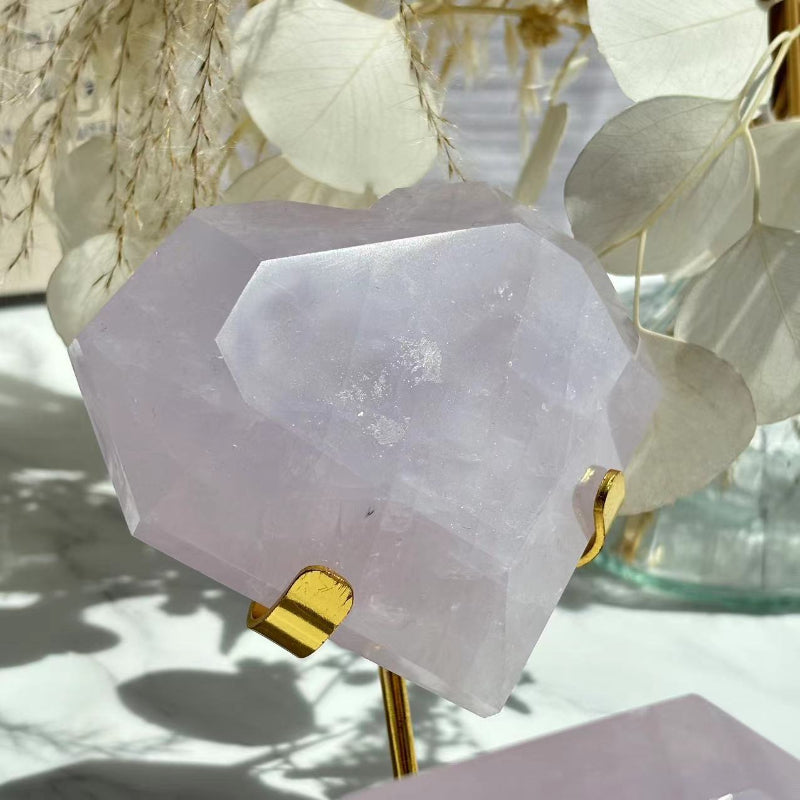 Periwinkle Rose Crystal Hearts in Various Sizes