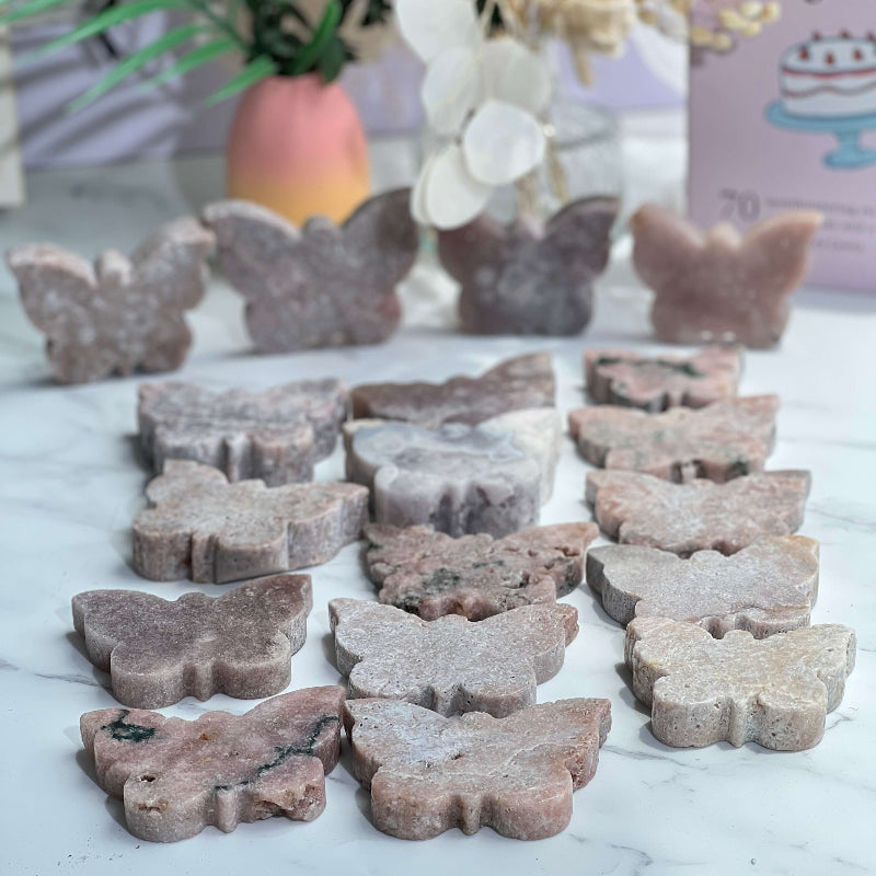 Pink Amethyst Butterfly Crystal Front View Wholesale