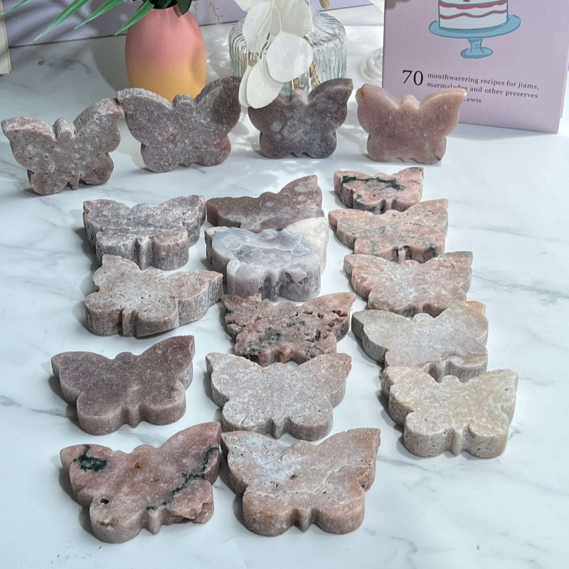 Natural Pink Amethyst Butterfly Crystal Healing Stone Wholesale