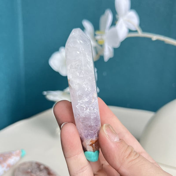 Pink Amethyst Flower Agate Crystal Carving In Natural Light