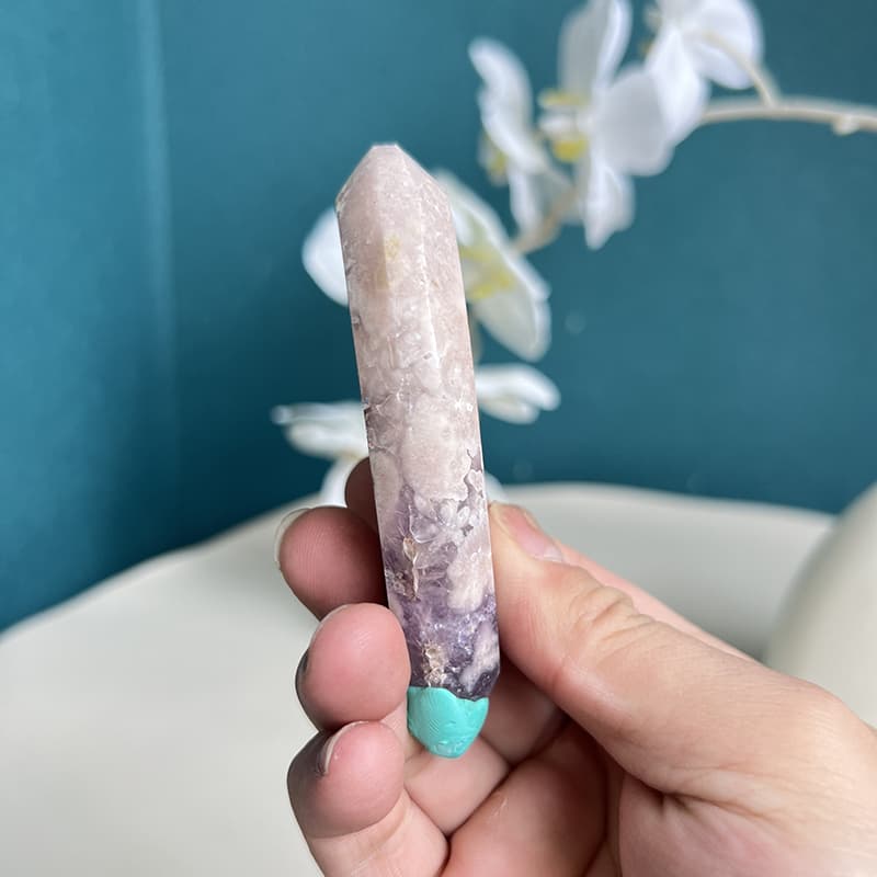 Natural Pink Amethyst Flower Agate Crystal Healing Stone
