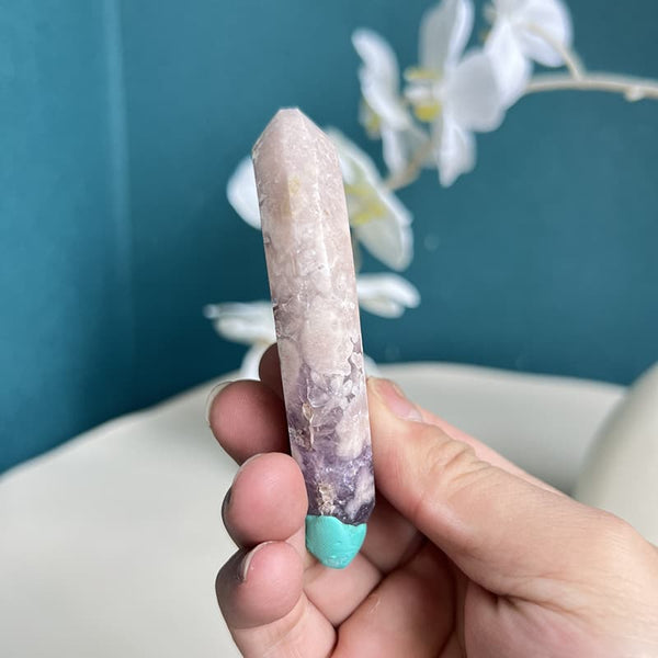 Natural Pink Amethyst Flower Agate Crystal Healing Stone