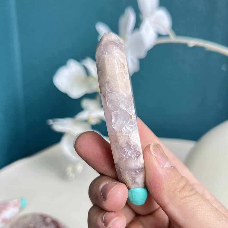 Pink Amethyst Flower Agate Under Natural Light Showing Reflective Properties