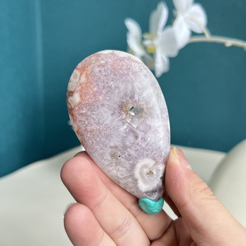 Pink Amethyst Flower Agate crystal displaying healing properties and benefits
