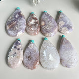 Natural Pink Amethyst Flower Agate Teardrop Pendant Crystal Healing Stone