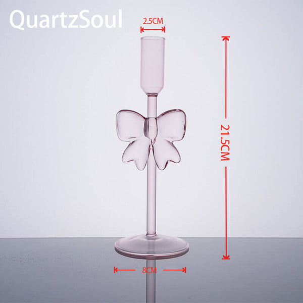 Pink Bow Crystal Candle Holder for Romantic Home Decor