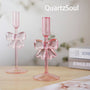 Pink Crystal Bow Taper Candle Holder with Elegant Design
