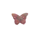 Pink Rhodonite Butterfly Crystal Carving with Floral Design