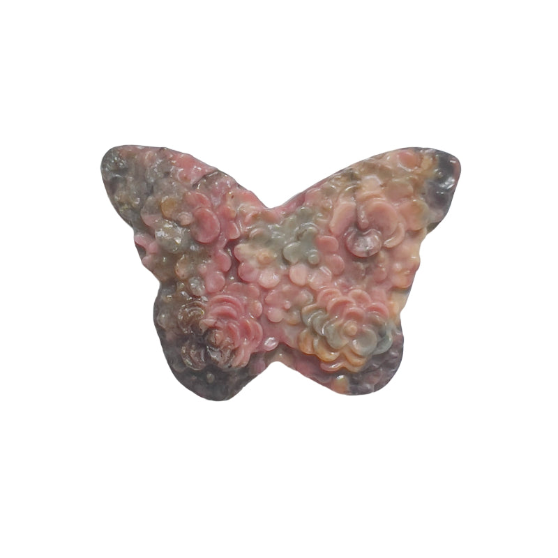 Pink Rhodonite Butterfly Healing Stone Figurine