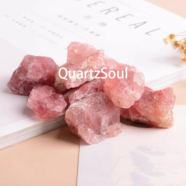 Strawberry Quartz Raw Crystal Healing Gemstone Decor