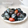 Premium African Bloodstone tumbled crystals collection with distinctive red spots
