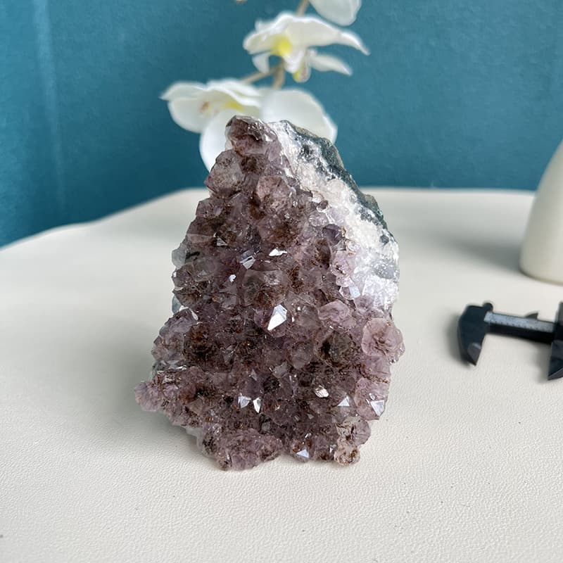 Natural purple amethyst crystal cluster for healing and home decor