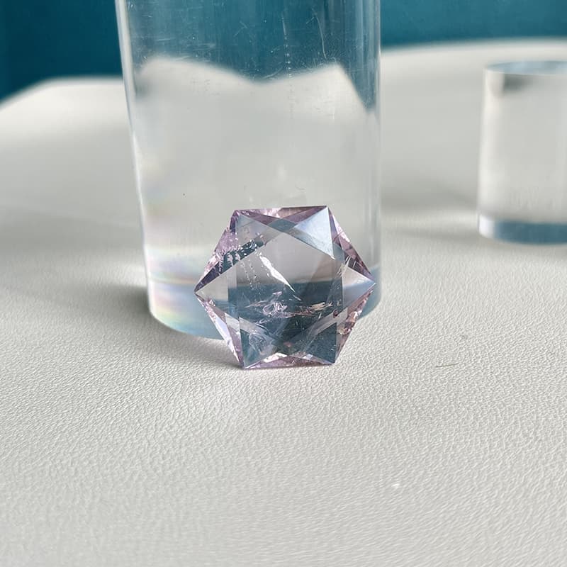 Premium quality carved fluorite crystal in hexagram shape