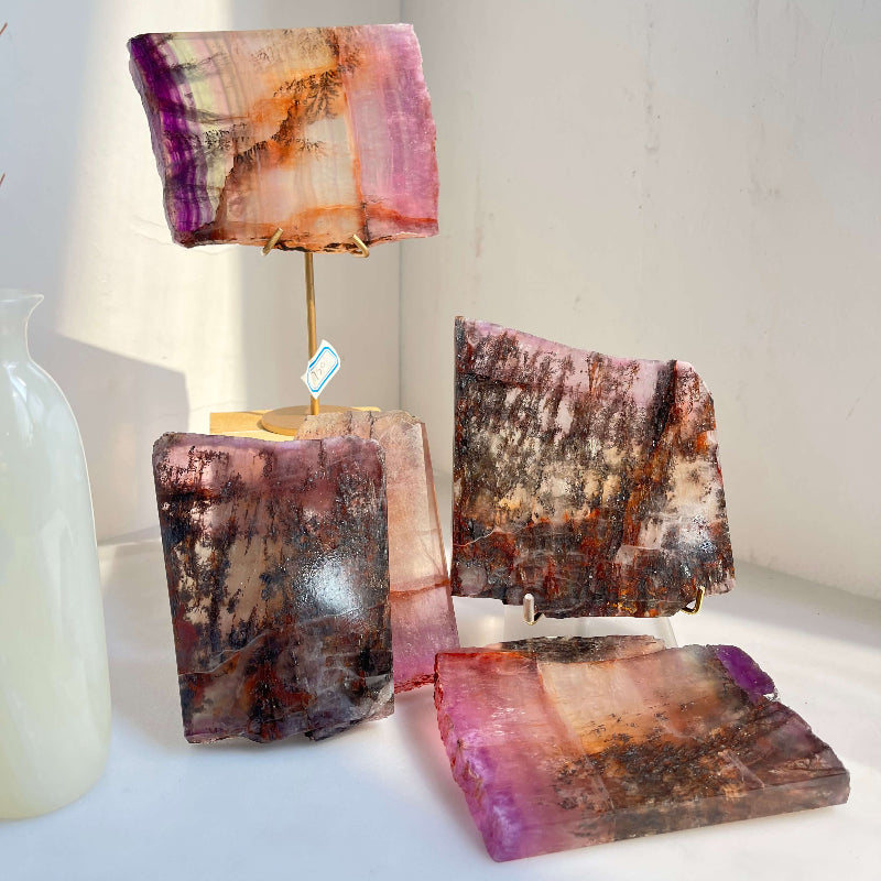 Premium Fluorite Crystal Slab Wholesale Natural Healing Stone