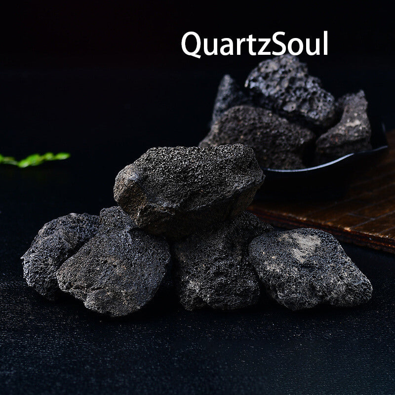 Premium Lava Stone Raw Crystals Black Volcanic Healing Stones Grouping
