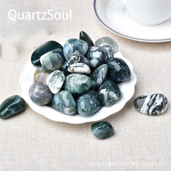 Moss Agate Tumbled Stones Premium Polished Healing Crystals
