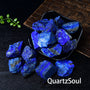 Premium raw Lapis Lazuli crystal stone with deep blue color and golden pyrite inclusions