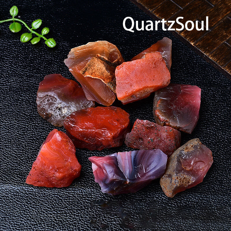 Premium South Red Agate raw stone collection showcasing various sizes and natural formations