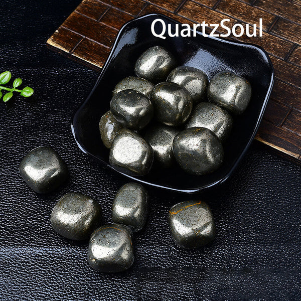 Pyrite Tumbled Stones in Display Bowl for Protection and Wealth Energy