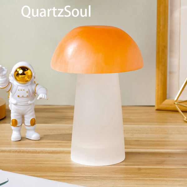 Ethereal Selenite Mushroom Lamp - Luminous Crystal Decor