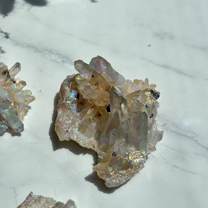 Rainbow Aura Crystal Cluster Side Angle Wholesale Display