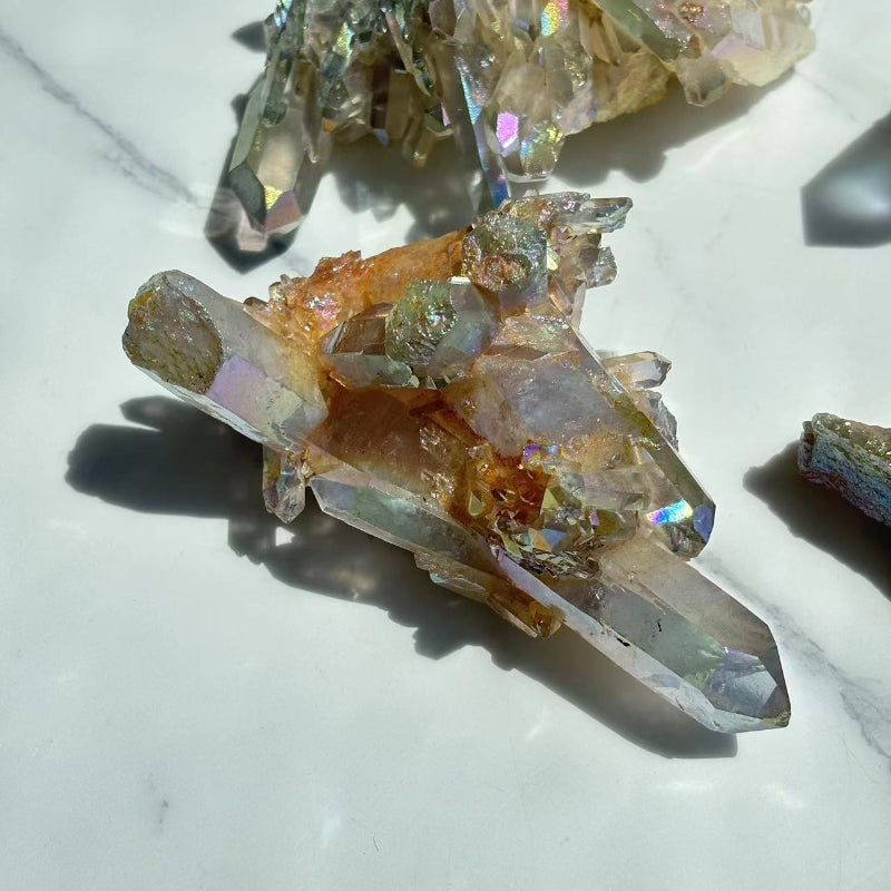 Rainbow Aura Crystal Cluster Size Range Comparison