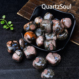 Rainbow Rhyolite Tumbled Healing Crystals in Black Display Bowl