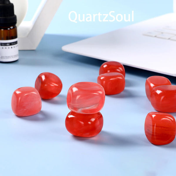 Vibrant Red Quartz Tumbled Stones Healing Crystal Gemstones