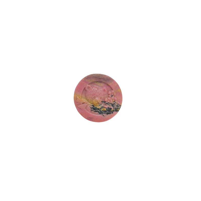 Base detail of bear shape rhodonite crystal carving wholesale