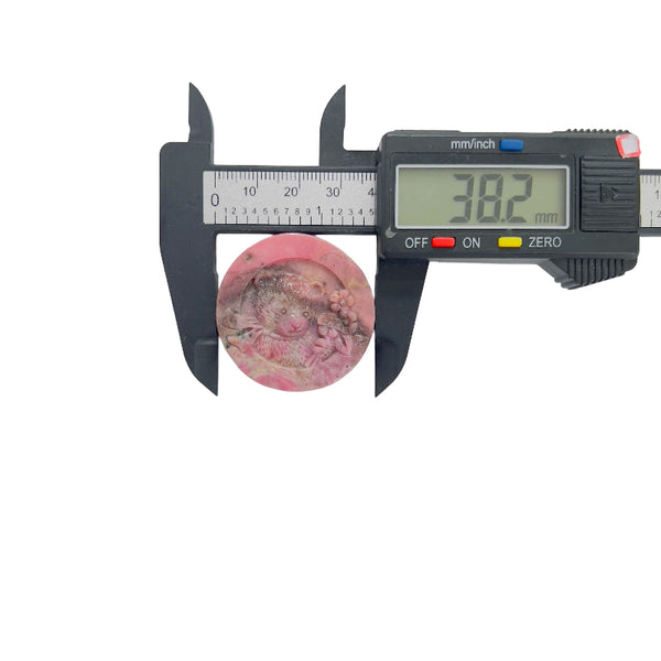 Pink Rhodonite Bear Carving Natural Color Patterns Detail